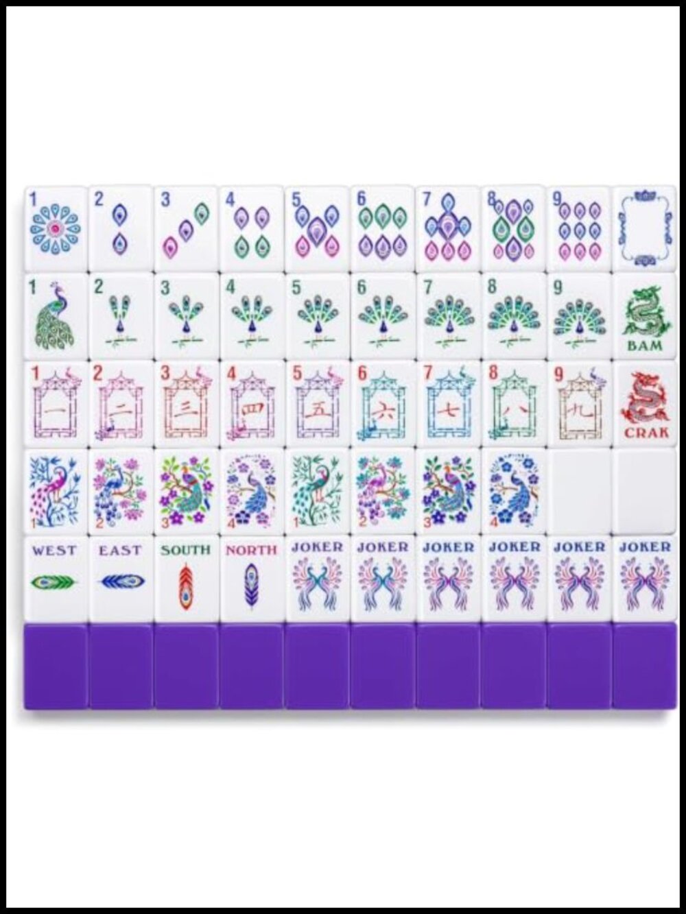 Peacock American Mahjong Set 160 Tile 4-Layer Acrylic Carved